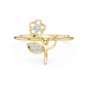 Essence Round Brilliant Floral Silhouette Ring - Image 2