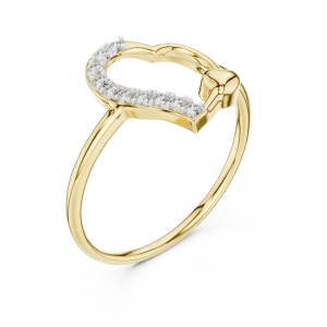 Essence Round Brilliant Pavé-Set Heart Silhouette Ring