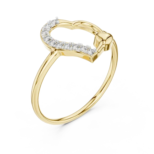 Essence Round Brilliant Pavé-Set Heart Silhouette Ring