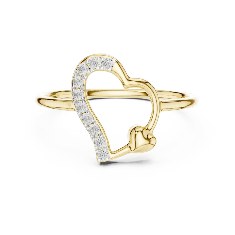 Essence Round Brilliant Pavé-Set Heart Silhouette Ring - Image 2