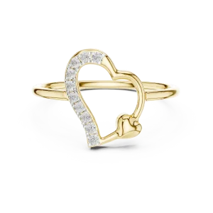 Essence Round Brilliant Pavé-Set Heart Silhouette Ring - Image 2
