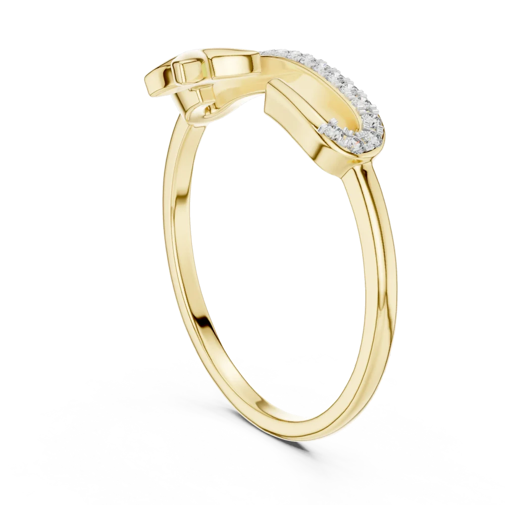 Architectural Round Brilliant Pavé-Set Floral Open Ring - Image 3