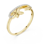 Architectural Round Brilliant Pavé-Set Floral Open Ring