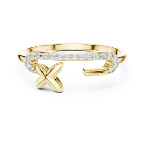 Architectural Round Brilliant Pavé-Set Floral Open Ring - Image 2