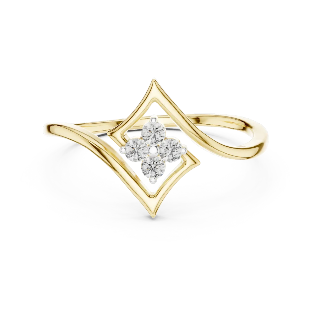 Geometric Symmetry Round Brilliant Cut Diamond Cluster Ring - Image 2