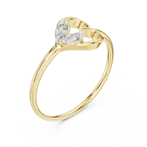 Essence Round Brilliant Asymmetric Heart Silhouette Ring