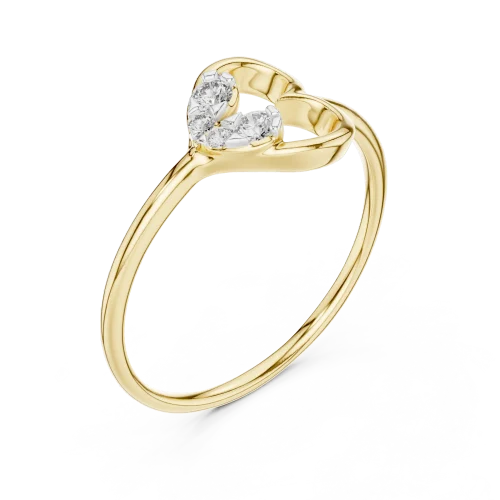 Essence Round Brilliant Asymmetric Heart Silhouette Ring