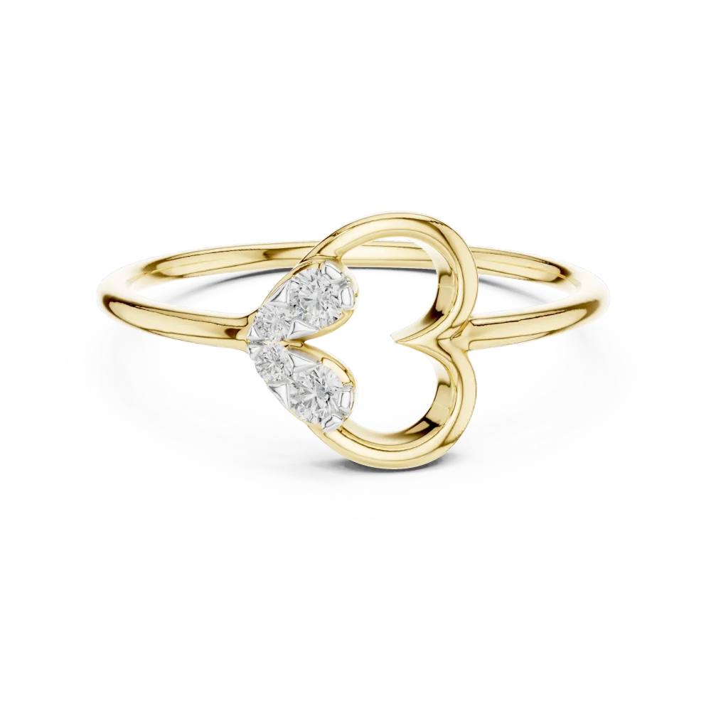 Essence Round Brilliant Asymmetric Heart Silhouette Ring - Image 2