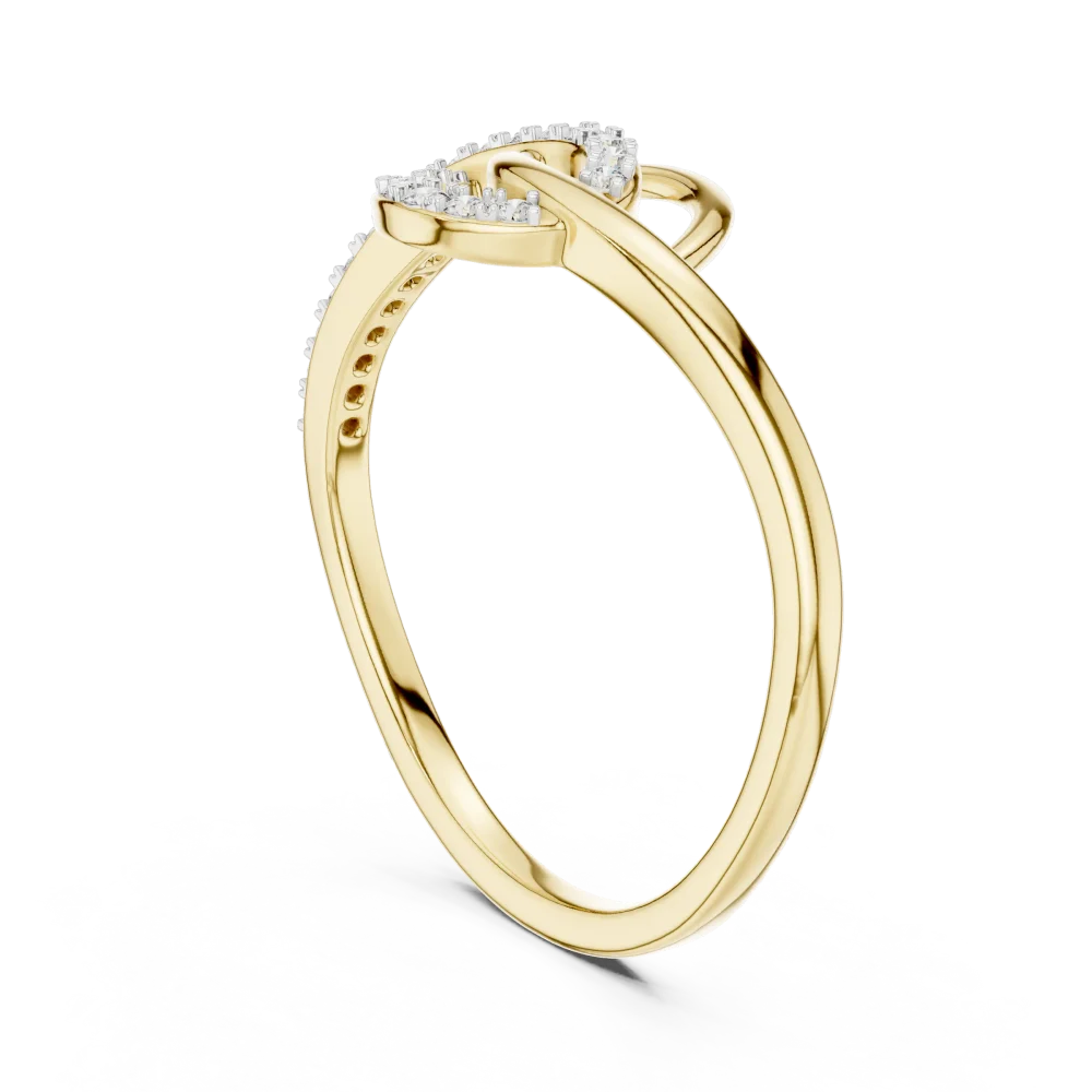Fluid Silhouette Pavé-Set Round Diamond Abstract Ring - Image 3