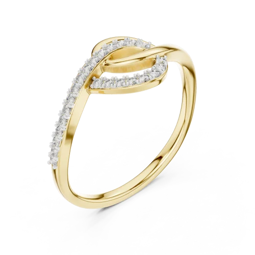 Fluid Silhouette Pavé-Set Round Diamond Abstract Ring