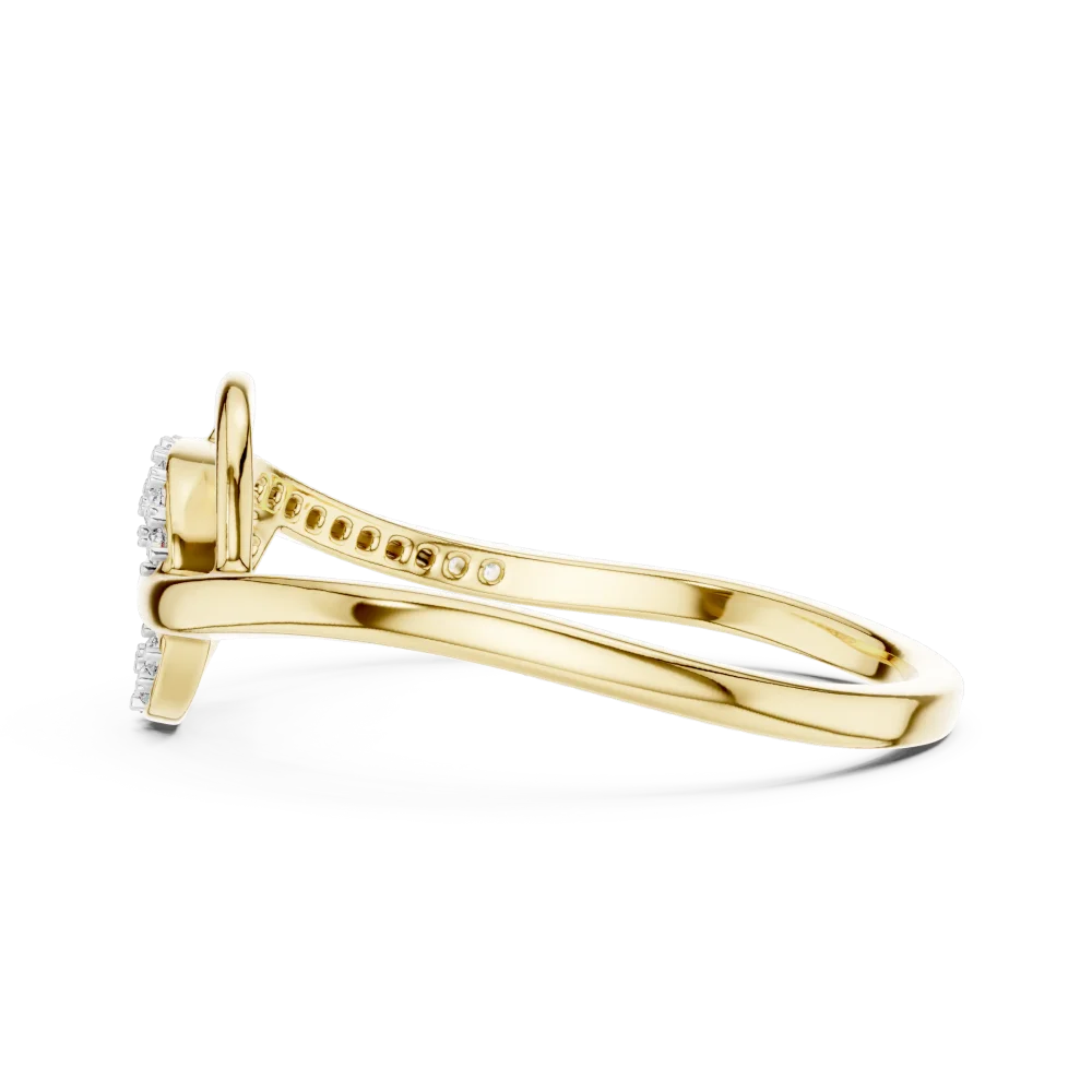 Fluid Silhouette Pavé-Set Round Diamond Abstract Ring - Image 4
