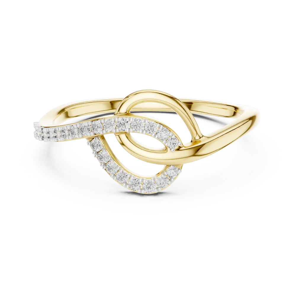 Fluid Silhouette Pavé-Set Round Diamond Abstract Ring - Image 2