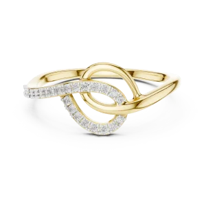 Fluid Silhouette Pavé-Set Round Diamond Abstract Ring - Image 2
