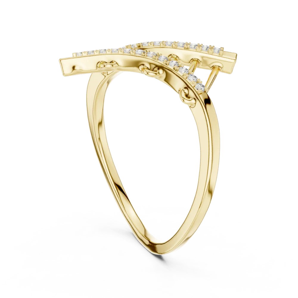 Geometric Round Cut Pavé-Set Architectural Statement Ring - Image 3