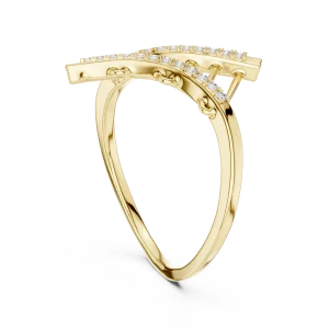Geometric Round Cut Pavé-Set Architectural Statement Ring - Image 3