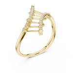 Geometric Round Cut Pavé-Set Architectural Statement Ring