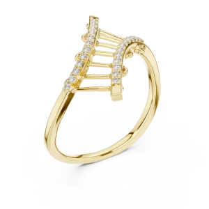 Geometric Round Cut Pavé-Set Architectural Statement Ring