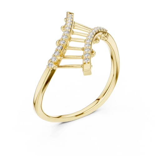Geometric Round Cut Pavé-Set Architectural Statement Ring