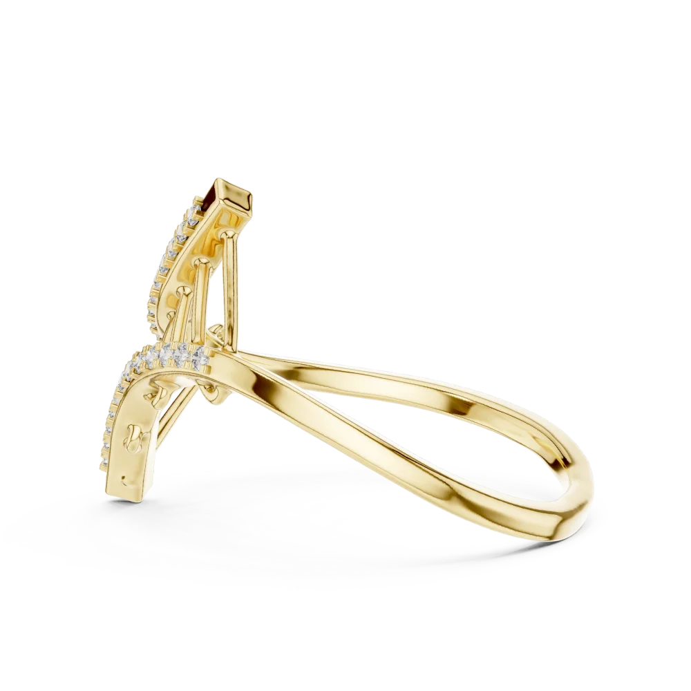 Geometric Round Cut Pavé-Set Architectural Statement Ring - Image 4