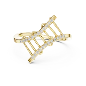 Geometric Round Cut Pavé-Set Architectural Statement Ring - Image 2