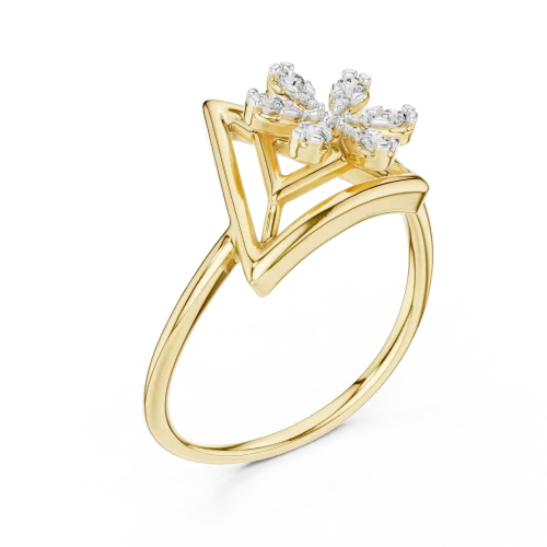 Architectural Round Brilliant Geometric Statement Ring