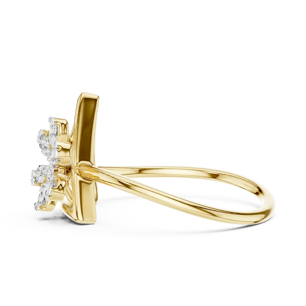 Architectural Round Brilliant Geometric Statement Ring - Image 4