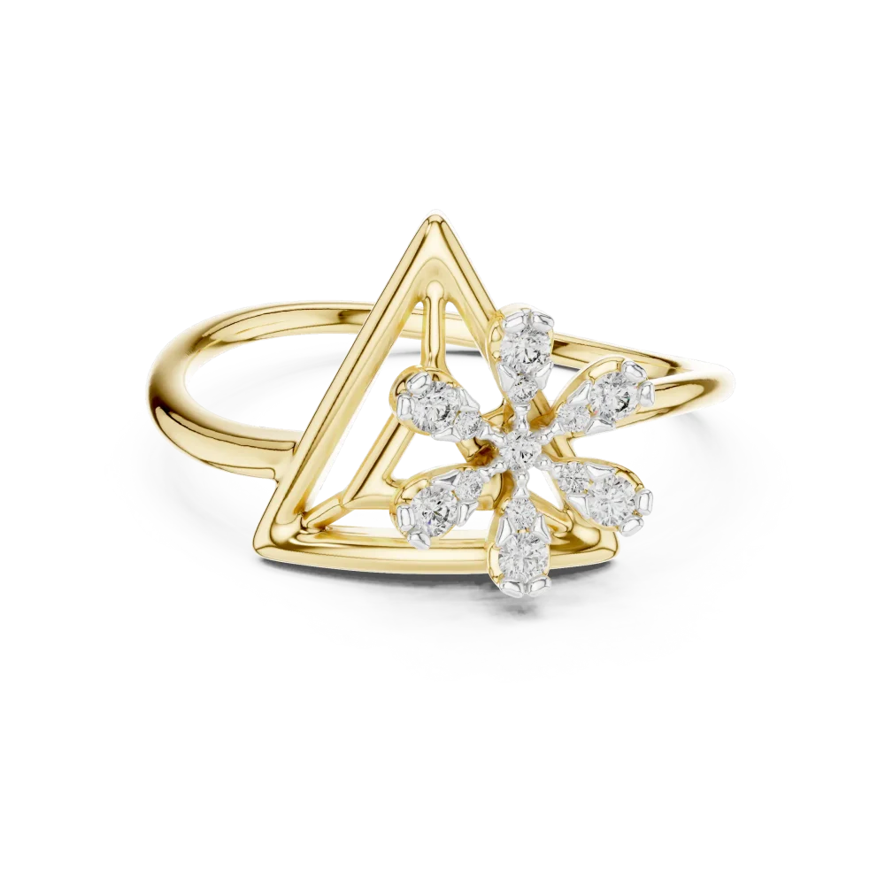 Architectural Round Brilliant Geometric Statement Ring - Image 2