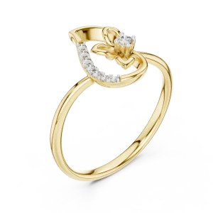 Ethereal Round Brilliant Floral Silhouette Solitaire Ring