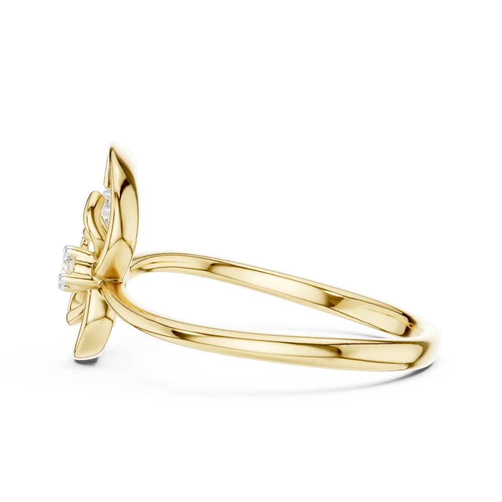 Ethereal Round Brilliant Floral Silhouette Solitaire Ring - Image 4