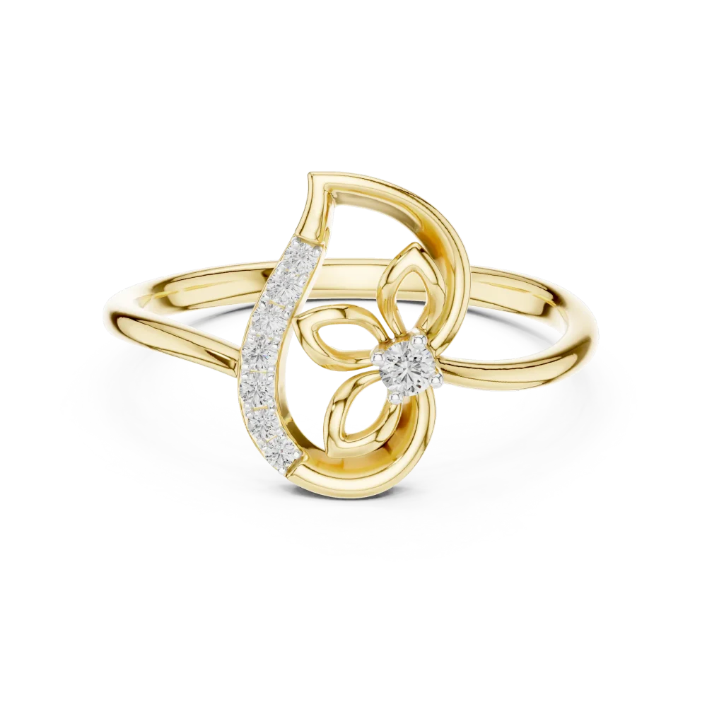 Ethereal Round Brilliant Floral Silhouette Solitaire Ring - Image 2