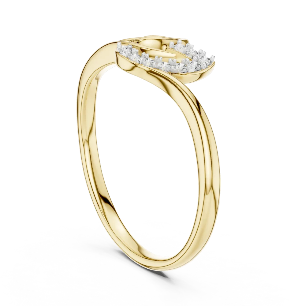 Fluid Silhouette Round Cut Pavé-Set Contemporary Ring - Image 3