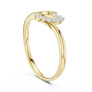 Fluid Silhouette Round Cut Pavé-Set Contemporary Ring - Image 3
