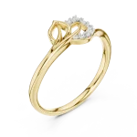 Fluid Silhouette Round Cut Pavé-Set Contemporary Ring