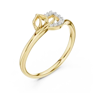 Fluid Silhouette Round Cut Pavé-Set Contemporary Ring