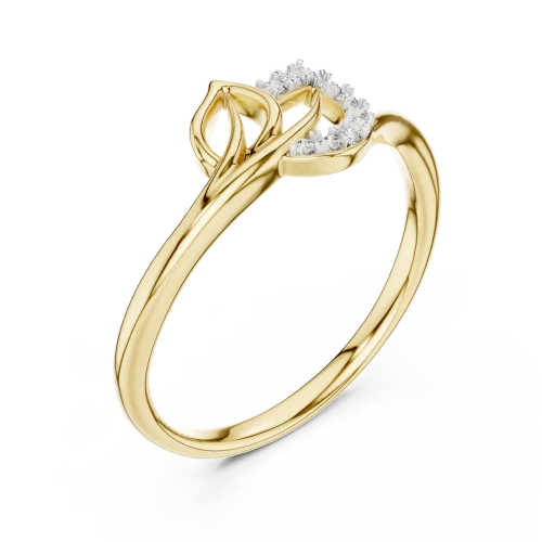 Fluid Silhouette Round Cut Pavé-Set Contemporary Ring