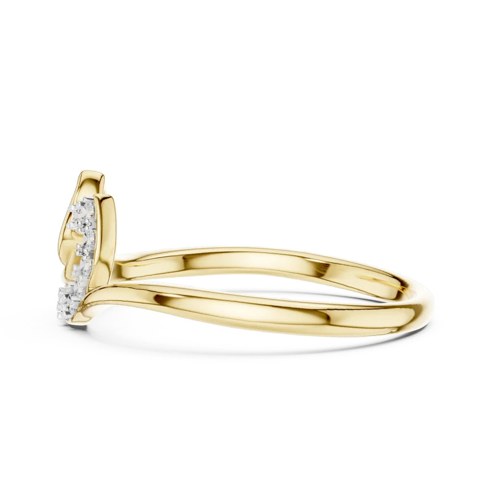 Fluid Silhouette Round Cut Pavé-Set Contemporary Ring - Image 4