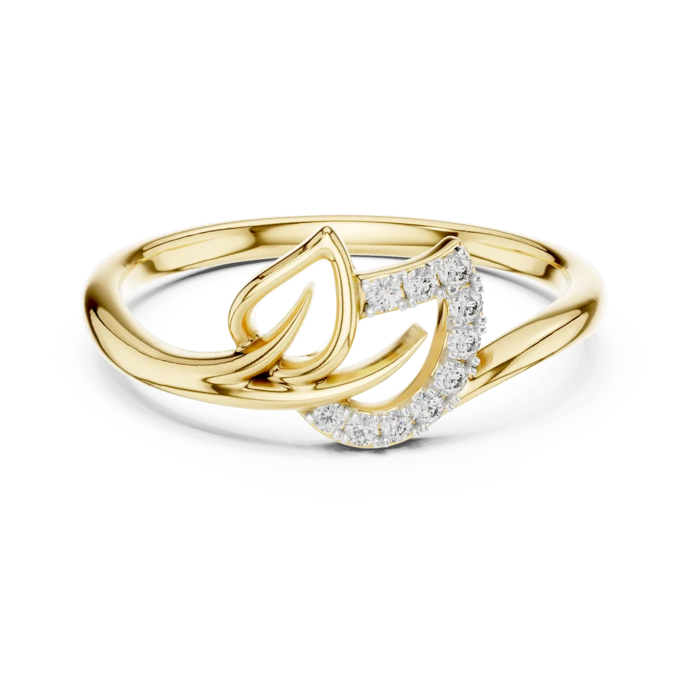 Fluid Silhouette Round Cut Pavé-Set Contemporary Ring - Image 2