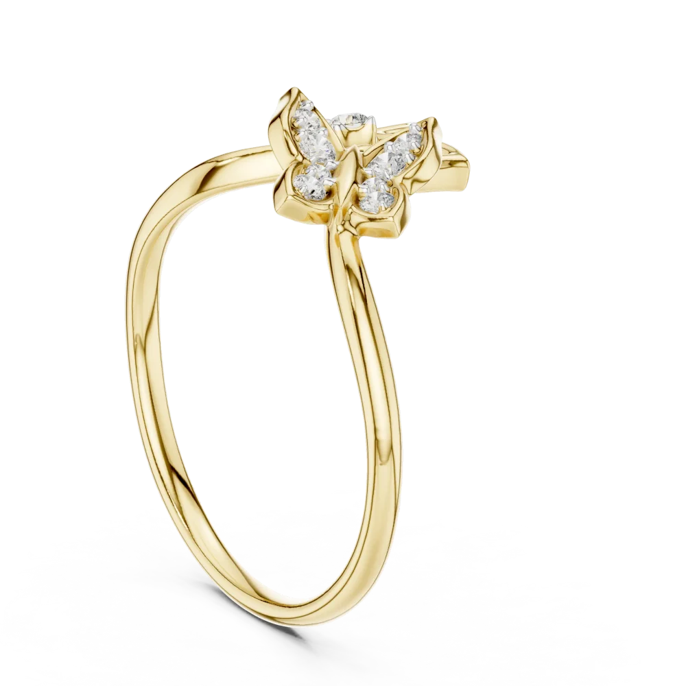 Ethereal Butterfly Silhouette Round Diamond Open Ring - Image 3