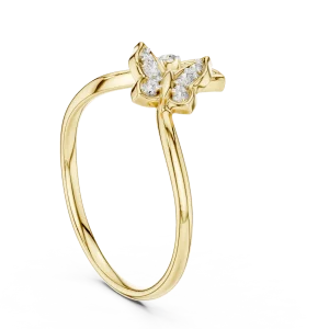 Ethereal Butterfly Silhouette Round Diamond Open Ring - Image 3