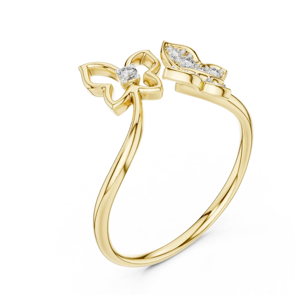 Discover the grace of our Ethereal Butterfly open ring, featuring radiant DIAMEUR diamonds for brilliant scintillation. Shop this modern luxury today.