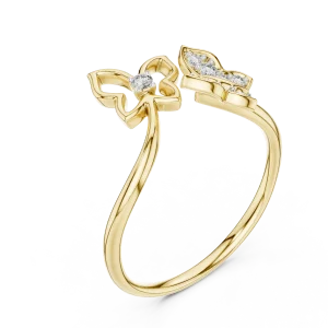 Ethereal Butterfly Silhouette Round Diamond Open Ring