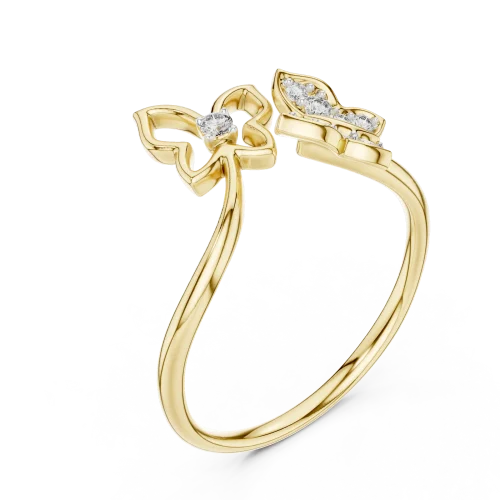 Ethereal Butterfly Silhouette Round Diamond Open Ring