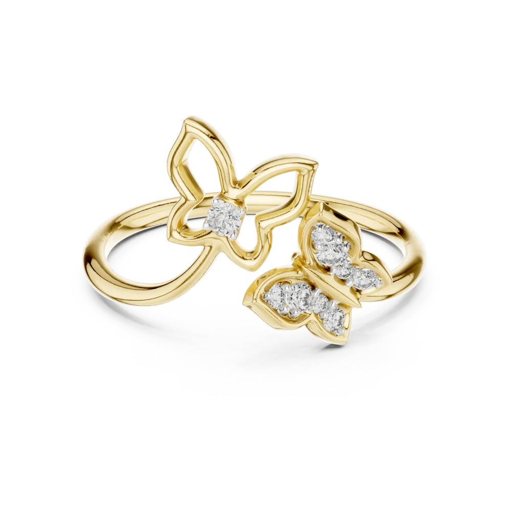 Ethereal Butterfly Silhouette Round Diamond Open Ring - Image 2