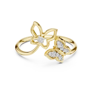 Ethereal Butterfly Silhouette Round Diamond Open Ring - Image 2