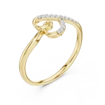 Fluid Silhouette Round Brilliant Pavé-Set Casual Ring