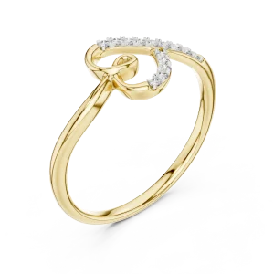Fluid Silhouette Round Brilliant Pavé-Set Casual Ring