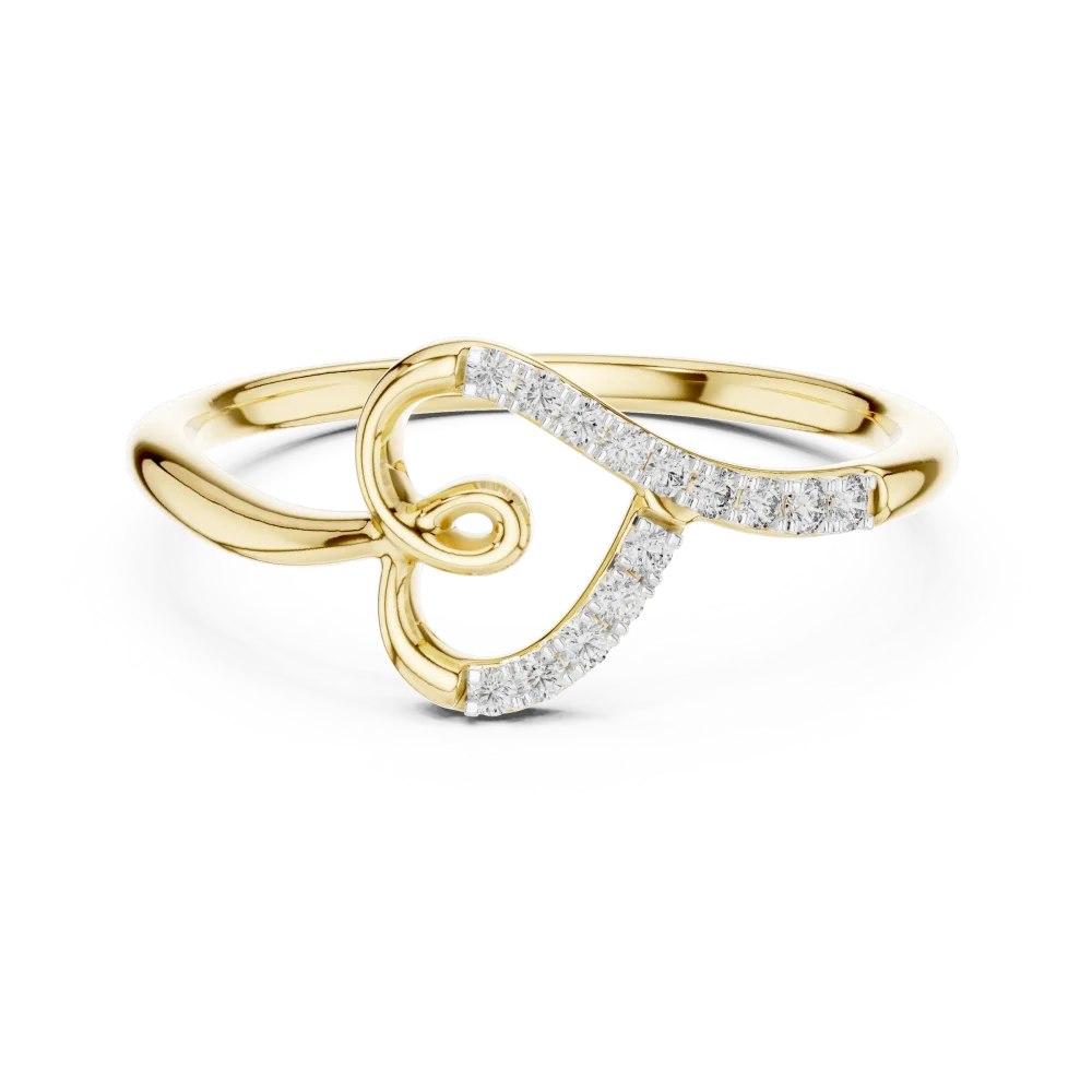Fluid Silhouette Round Brilliant Pavé-Set Casual Ring - Image 2