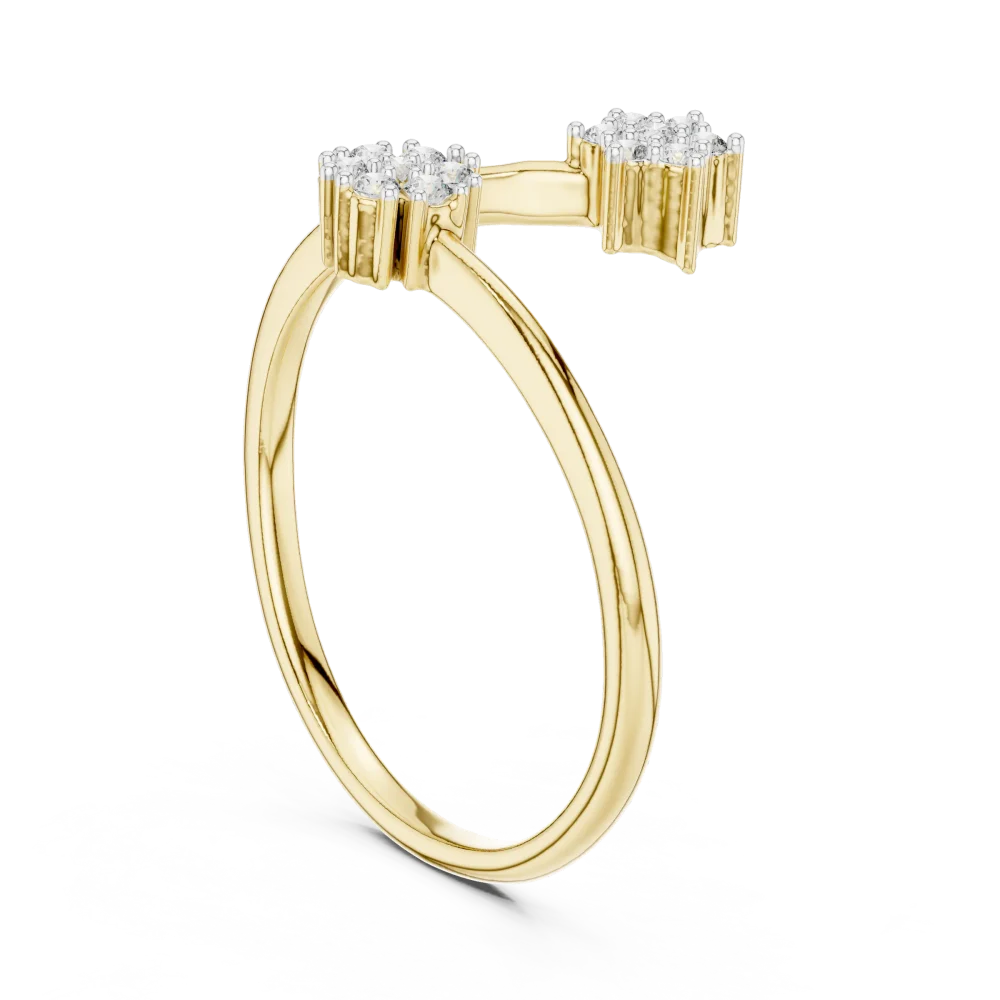 Fluid Silhouette Round DIAMEUR Diamond Bypass Statement Ring - Image 3