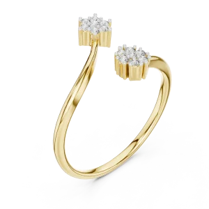 Fluid Silhouette Round DIAMEUR Diamond Bypass Statement Ring