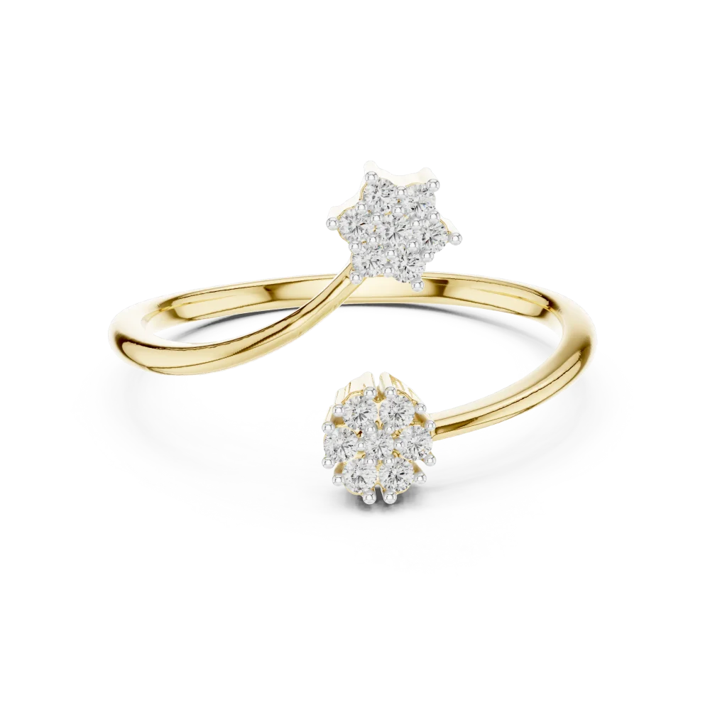 Fluid Silhouette Round DIAMEUR Diamond Bypass Statement Ring - Image 2